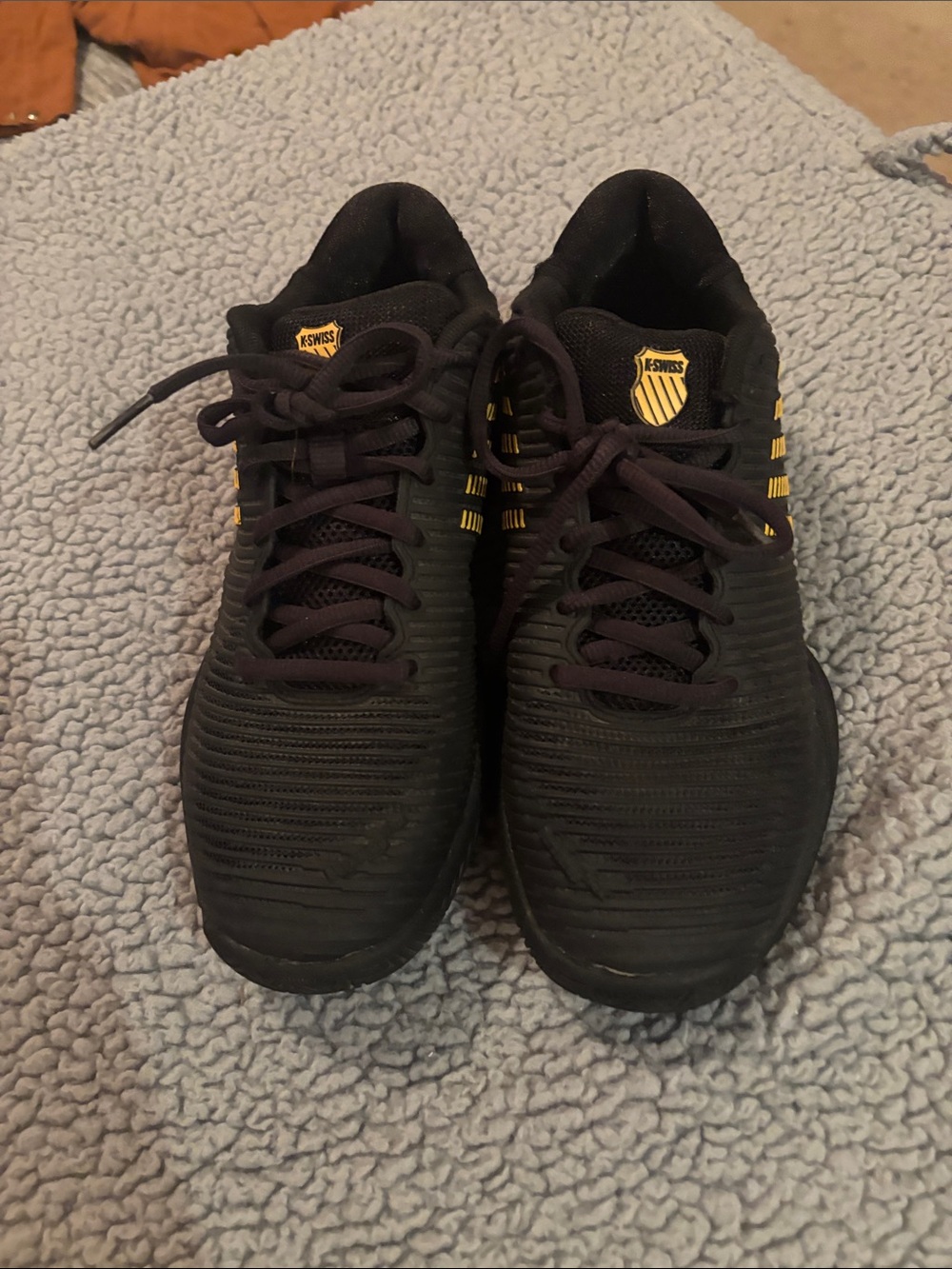 K-Swiss Boys Hypercourt Athletic Sneakers in Black with Yellow Accents